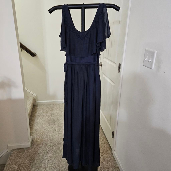 Women's Free People NWT Fiona Midnight Navy Embroidered High Low Wrap Dress M - Picture 6 of 10